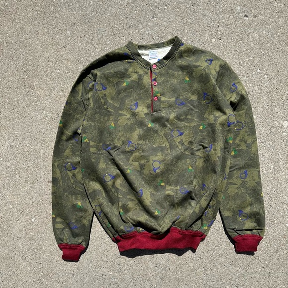 Vintage button up sweatshirt forest animals camo pattern size 6 - Picture 5 of 6
